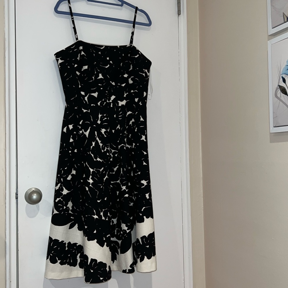 Women's Black & White Floral Midi Dress